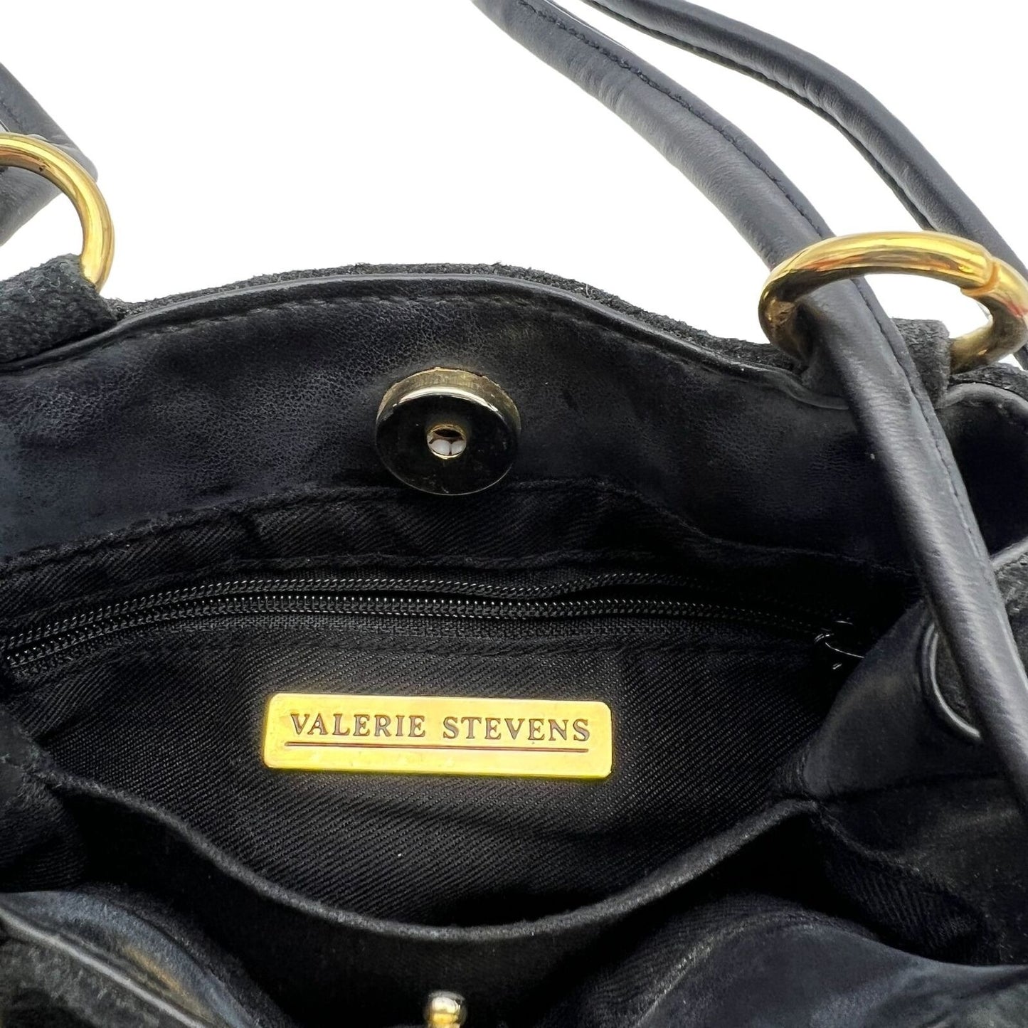 Valerie Stevens Small Black Suede Purse Bag Snap Closure