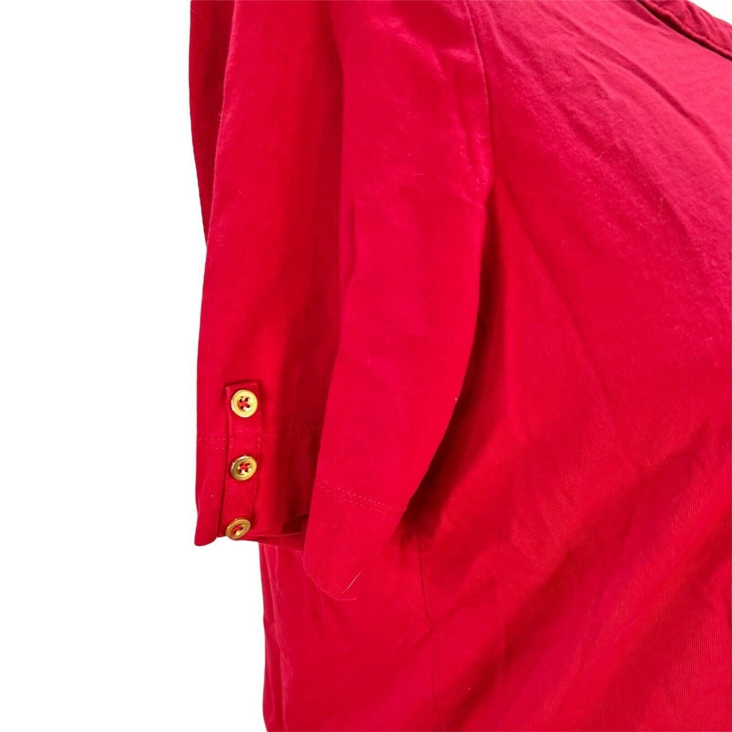 Woman Within M 14/16 Red Short Sleeve Shirt Button Accent