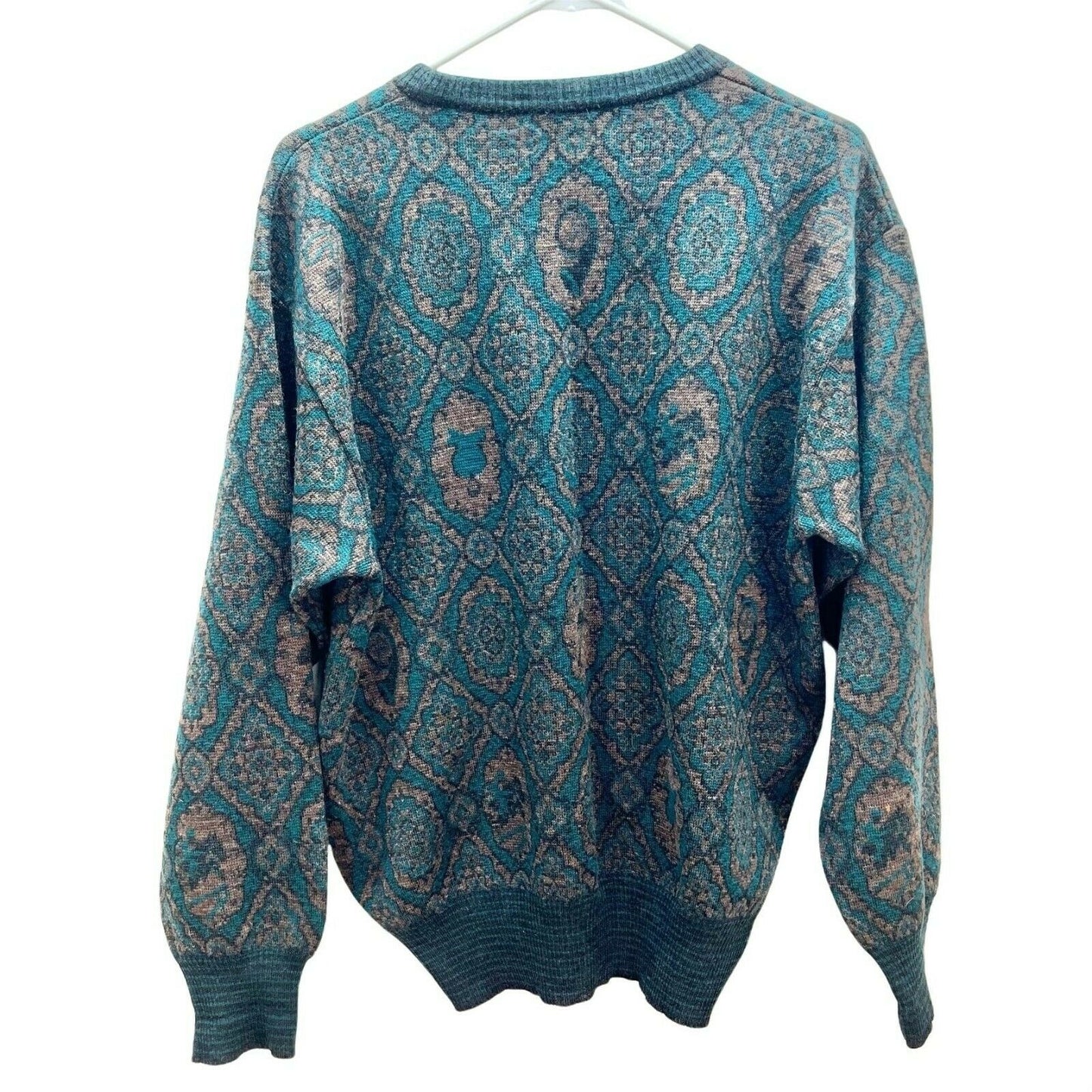 Tricots St. Raphael Mens Large Pure New Wool Sweater Hunt Theme Uruguay