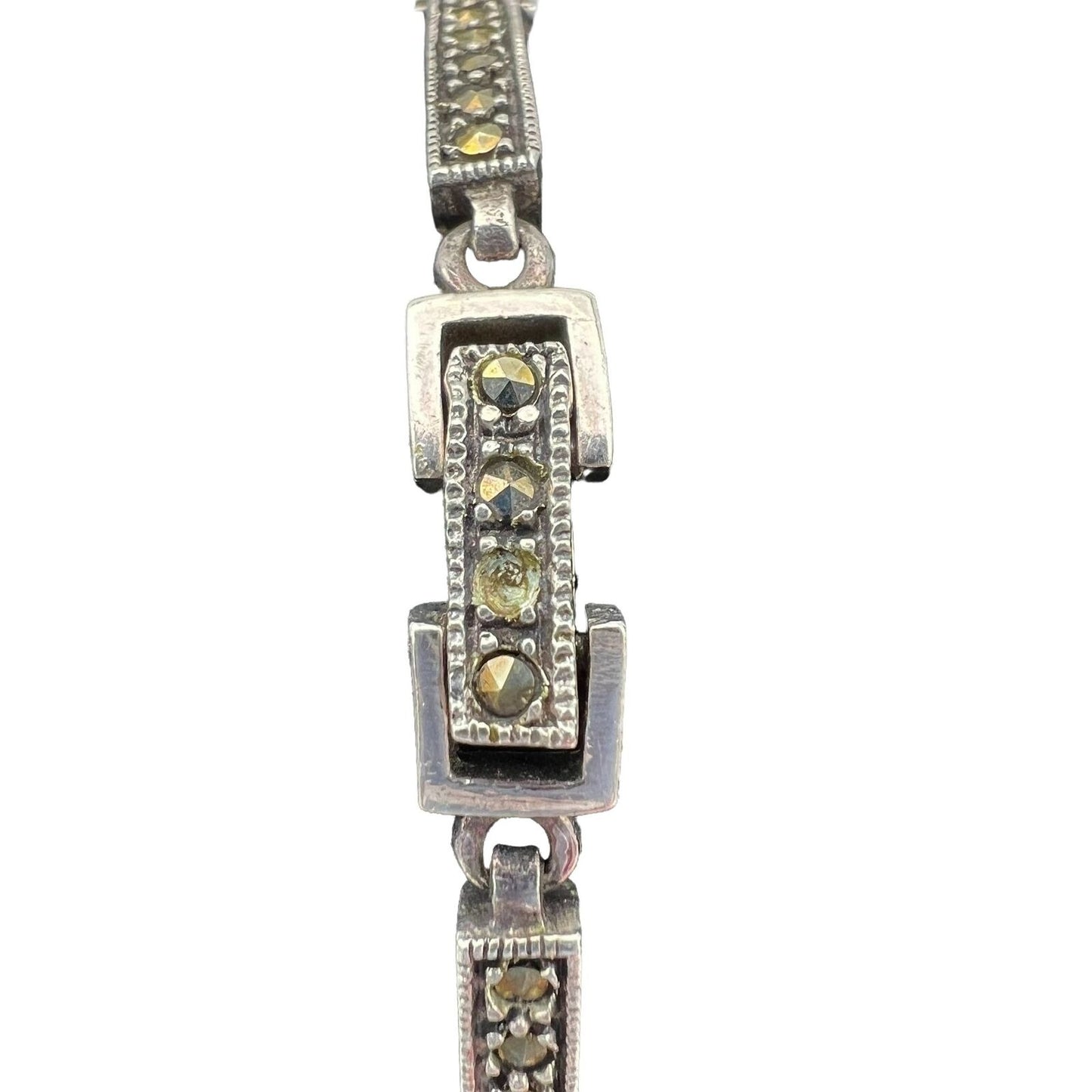 Bracelet Womens 7 in Sterling Silver Marcasite 5 Stone Clasp Closure
