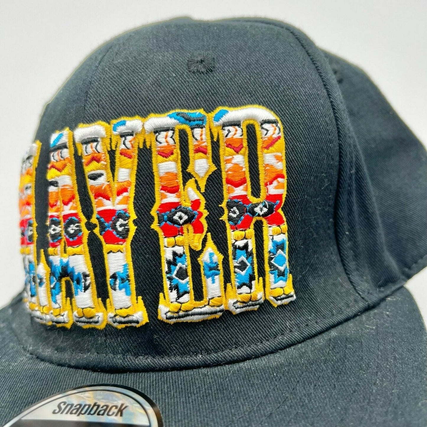 PLAYER Multicolor Lettering Black Baseball Hat Snapback Carbon Elements Adjust