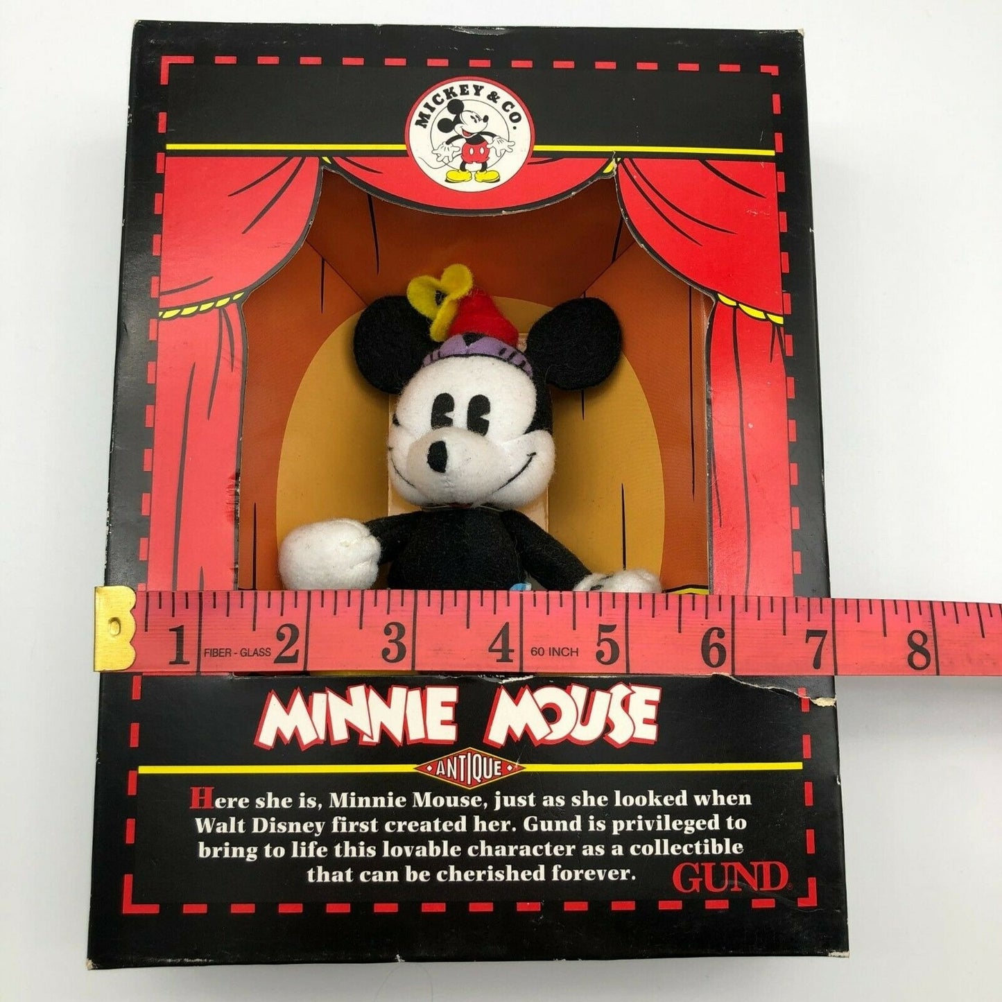Gund Minnie Mouse Plush Replica Antique Minnie 1990s Original Box 7205 Bonus