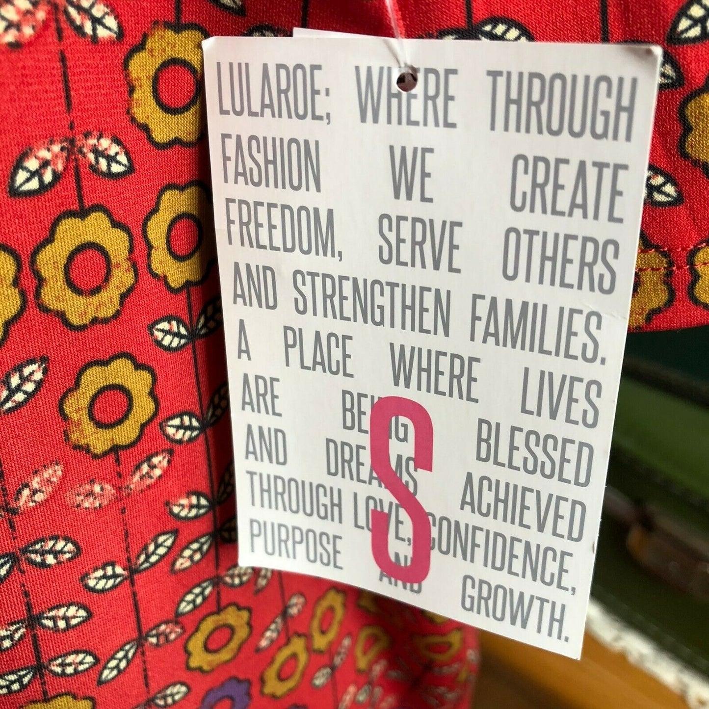 LuLaRoe RETIRED Irma Women's S Red with small flowers mid-length sleeves NWT