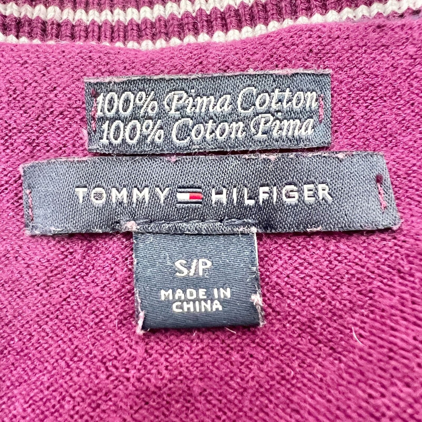 Tommy Hilfiger Pullover Sweater Small Plum White Polka Dot Long Sleeves