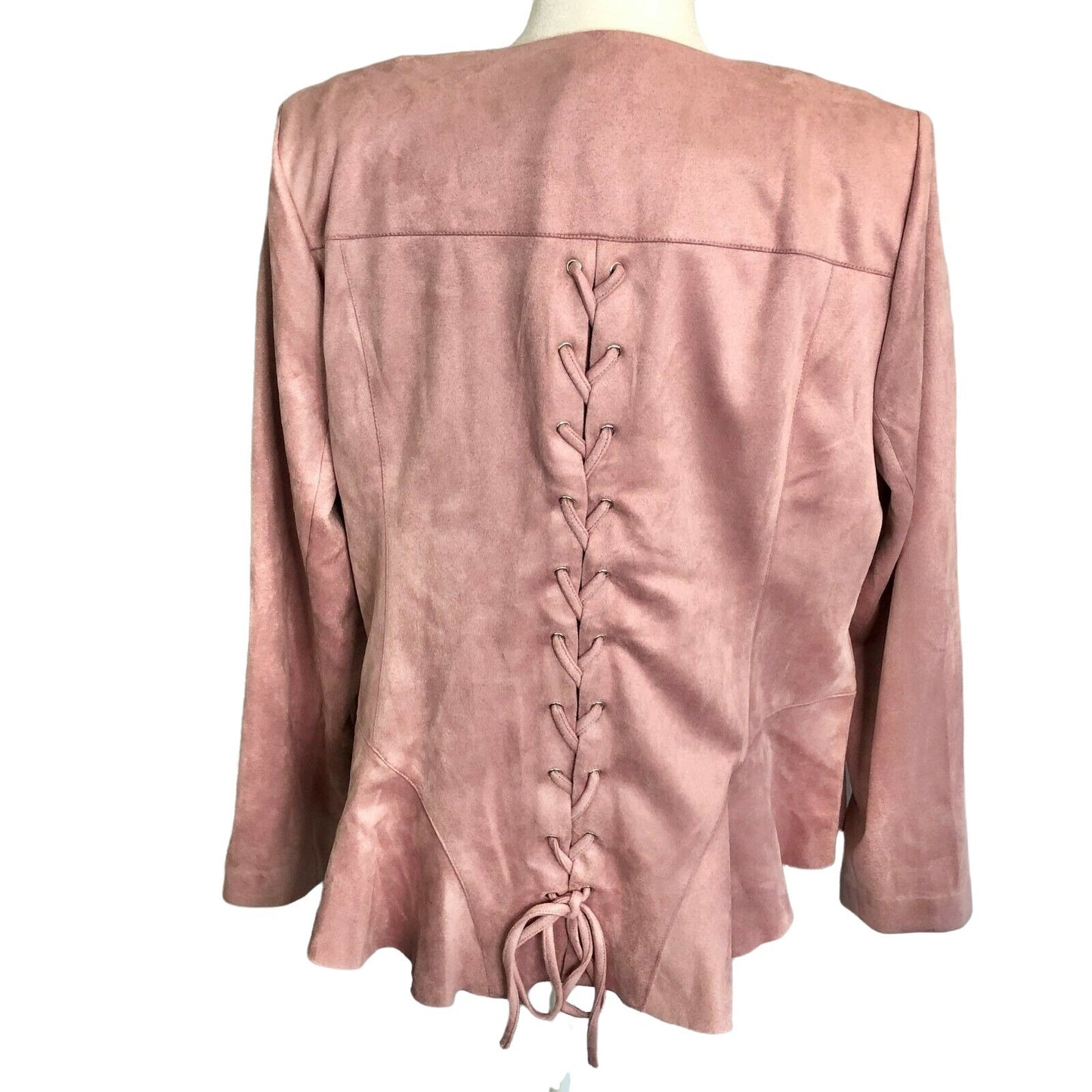 Lane Bryant Jacket Womens 20 Suede-look Zip Pink Surprise Back Tie NWT