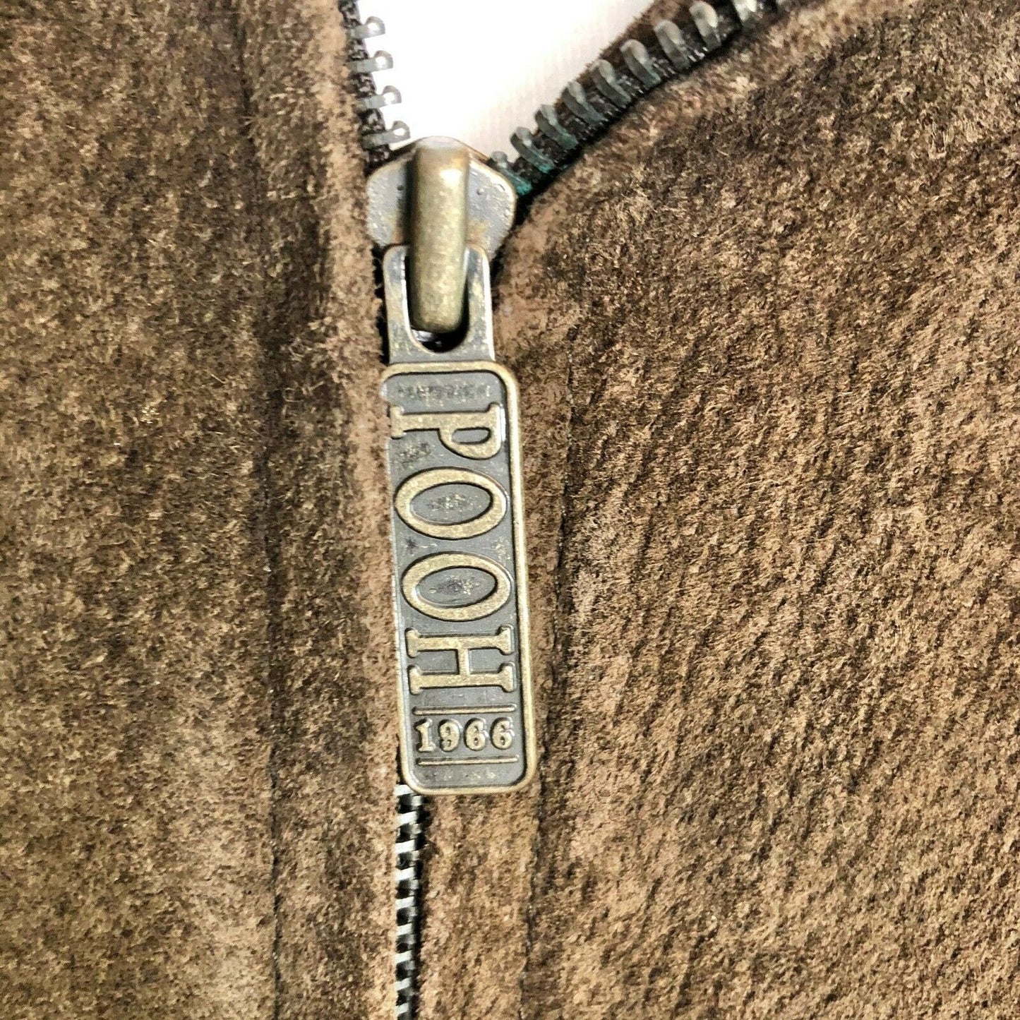 Vintage Disney Store 2XL Brown Leather Jacket W/ Winnie The Pooh Embroidery