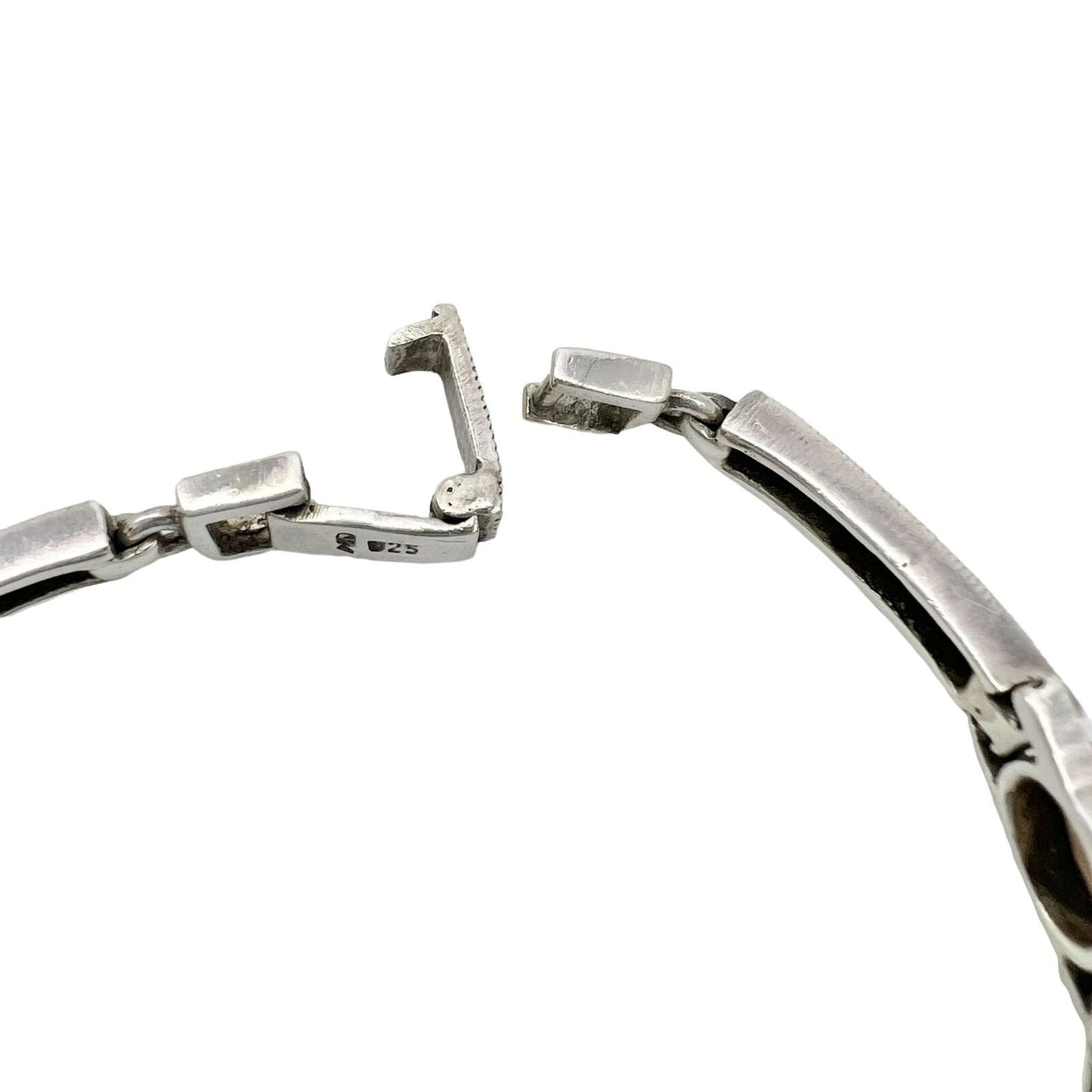 Bracelet Womens 7 in Sterling Silver Marcasite 5 Stone Clasp Closure