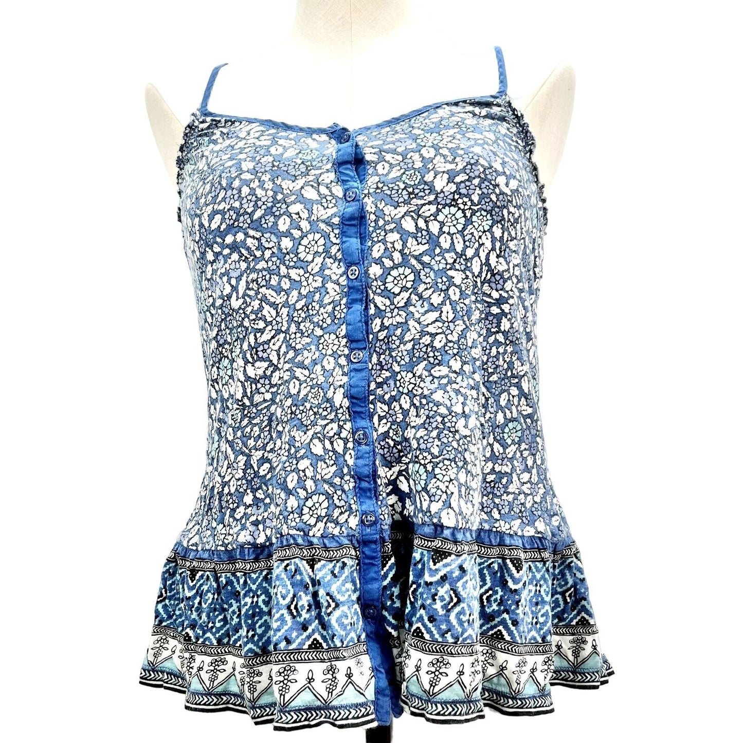 American Eagle Outfitters Tank Top Women's XS Blue Black White Flared Hem