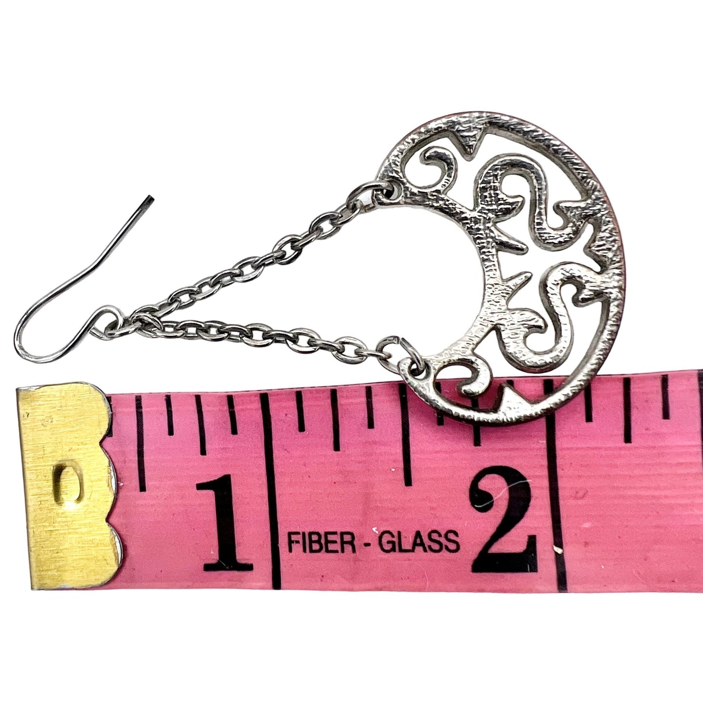 Silver Tone Filigree Drop Pierced Earrings