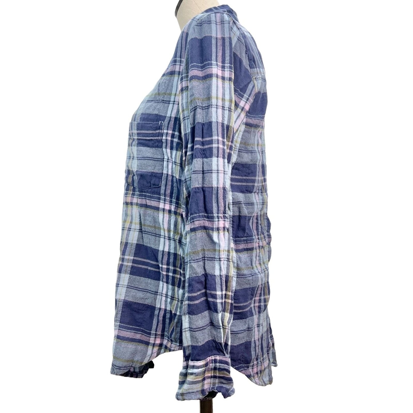 Aerie Flannel Shirt Womens Small Long Sleeves Blues Pink Green