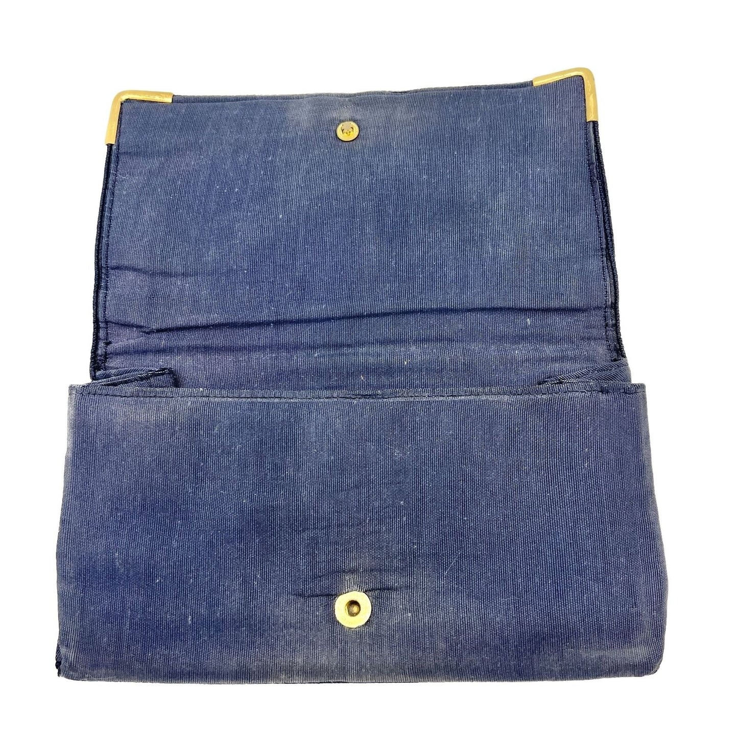 Genuine Corde Purse Blue 8.5 x 5 Clutch Snap Closure Inside Pocket Brass Corners