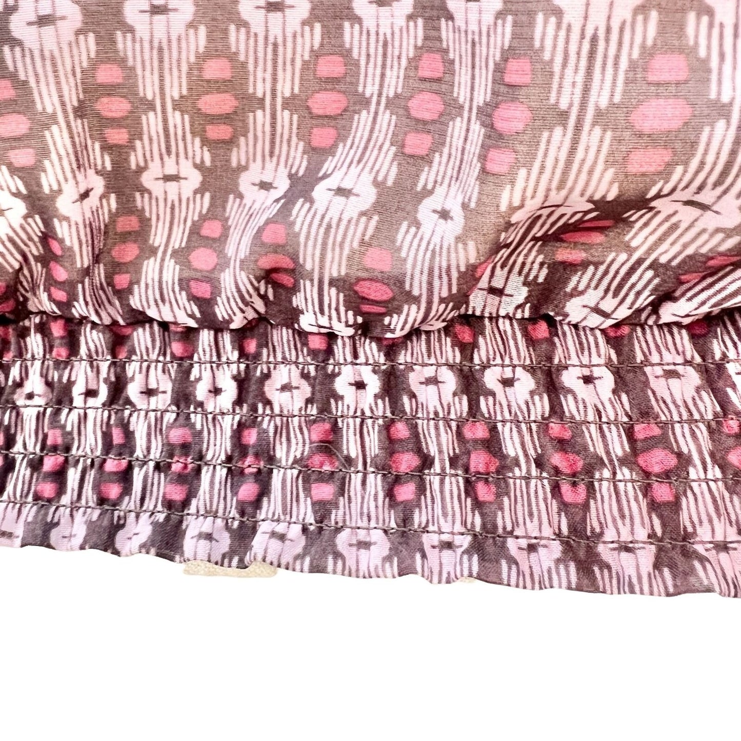 American Rag Small Purple Pattern 3/4 Sleeve Semi Sheer Top Gathered Waist NWOT