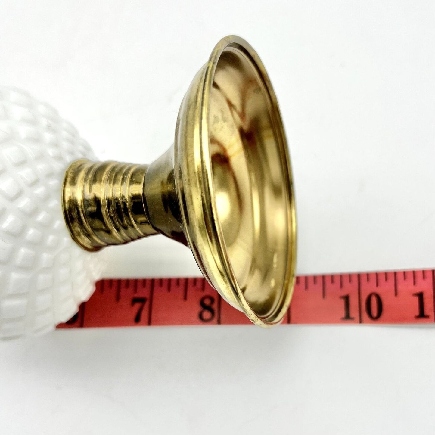 Set of 2 Mini Vintage Oil Lamps 8.5 x 3 9 x 3 Brass and White Milk Glass