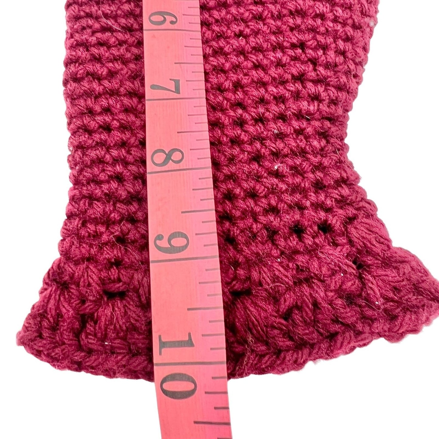Handcrafted Crocheted Mittens Pair Burgundy Adult