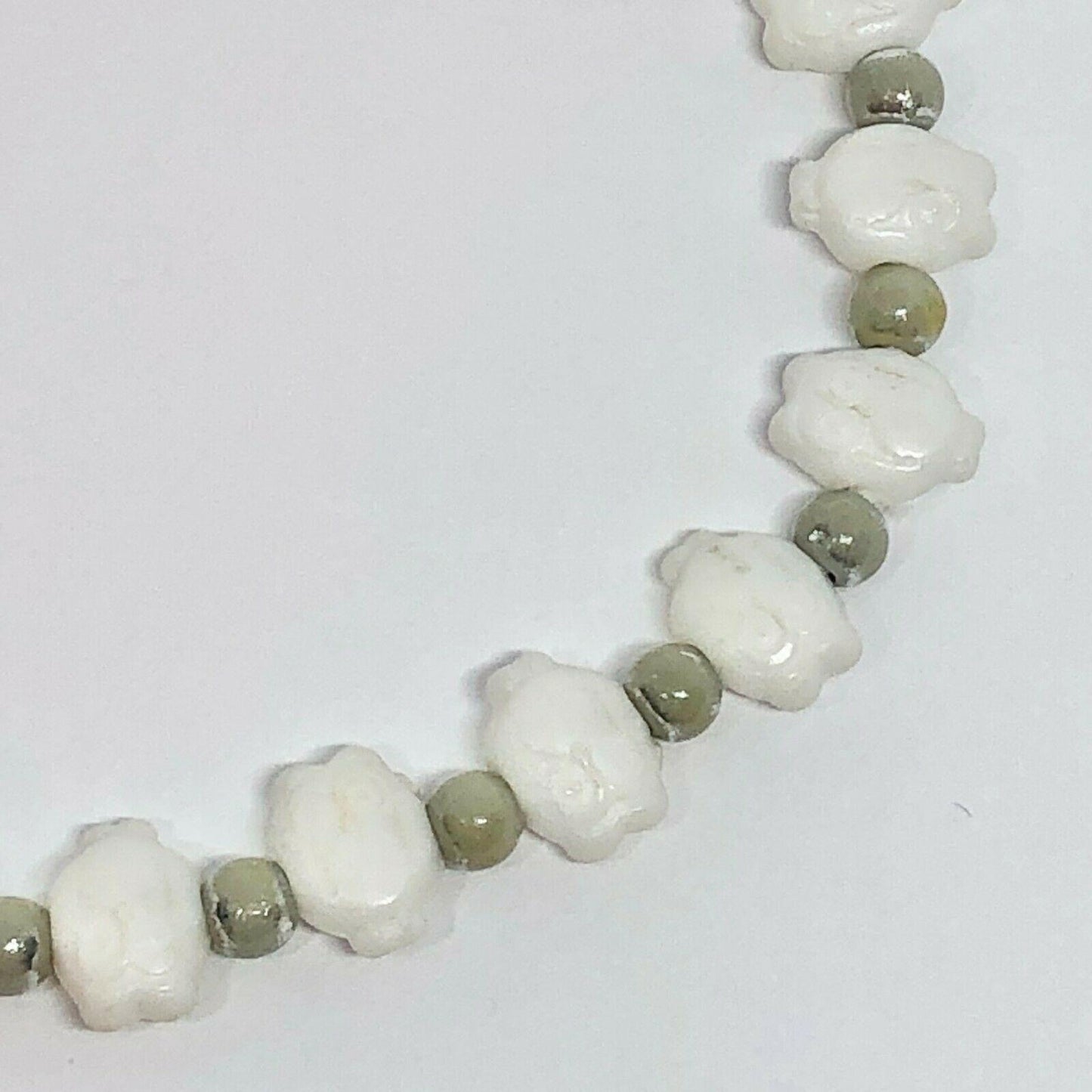 Owl Beads Stretch Bracelet Cute Dainty Cream and Tan