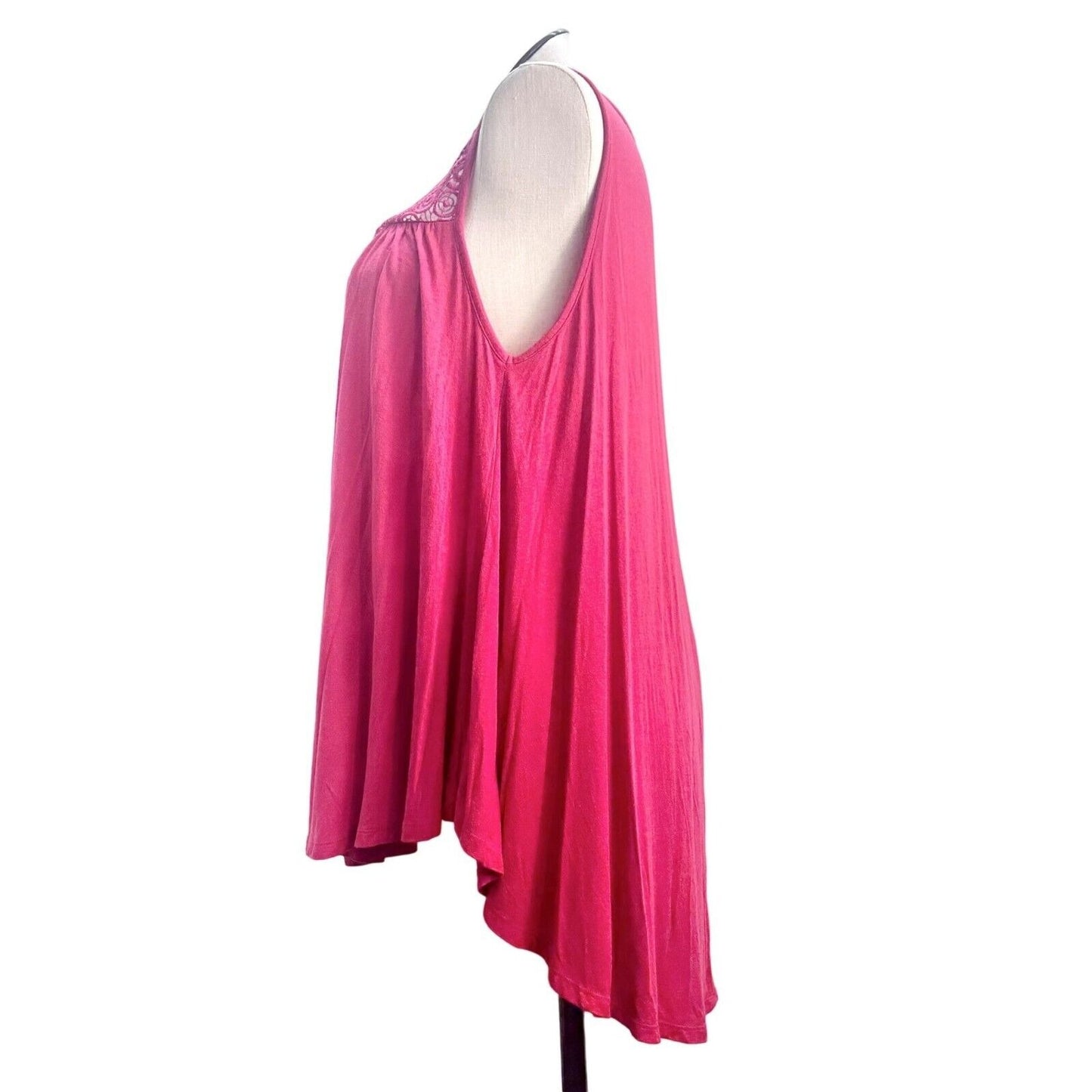 Lane Bryant Swing Top Women's 18/20 Red Sleeveless Lace Top High Low Hem