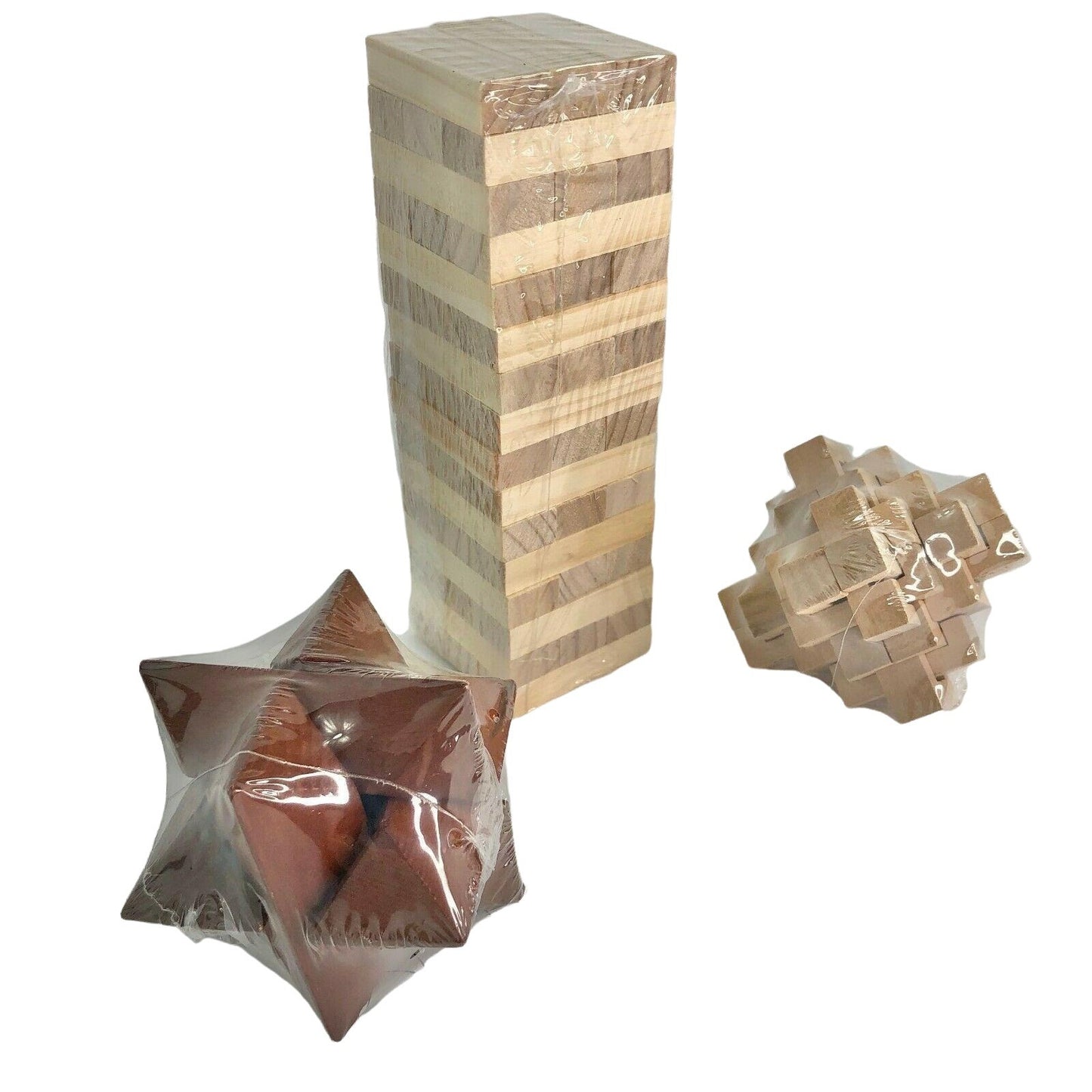 Trio of Wooden Puzzles/Games Star Building Mind Games Children Adults NEW