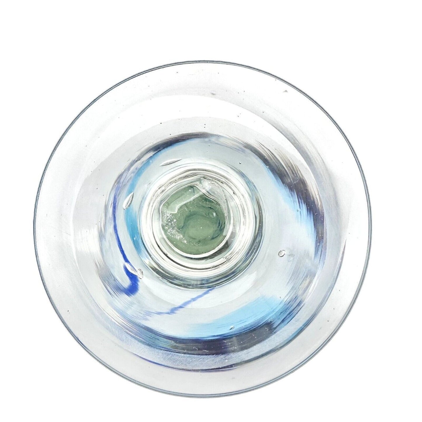 Vintage Goblet 8 oz Clear Glass Blue Swirls