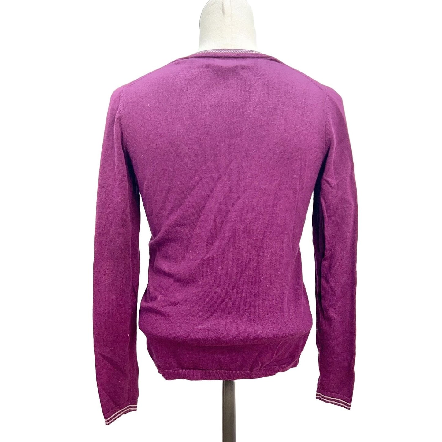 Tommy Hilfiger Pullover Sweater Small Plum White Polka Dot Long Sleeves