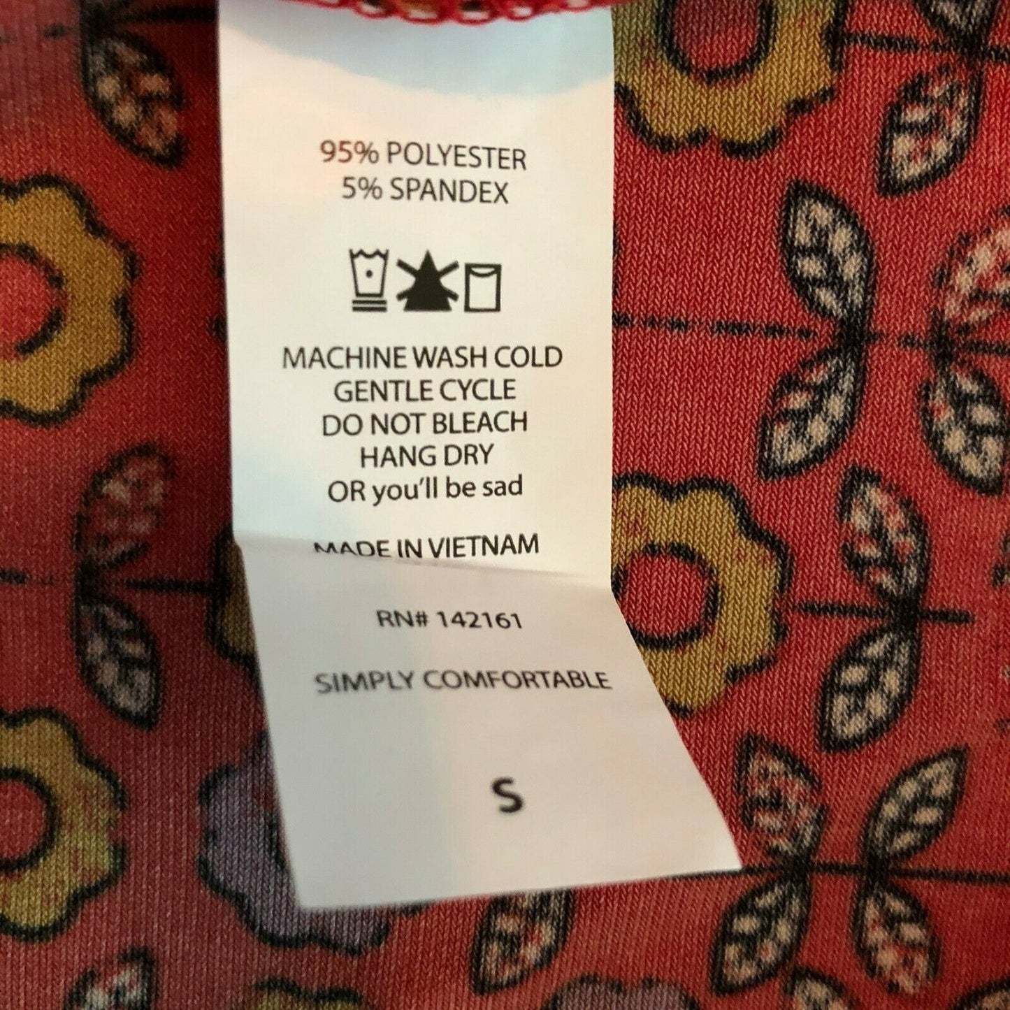 LuLaRoe RETIRED Irma Women's S Red with small flowers mid-length sleeves NWT