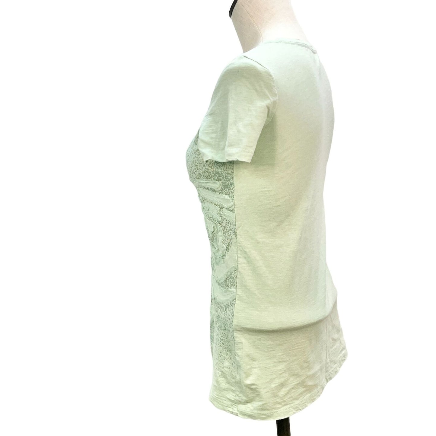 Style & Co T-shirt Women's Petite Small Light Green with Embellishments