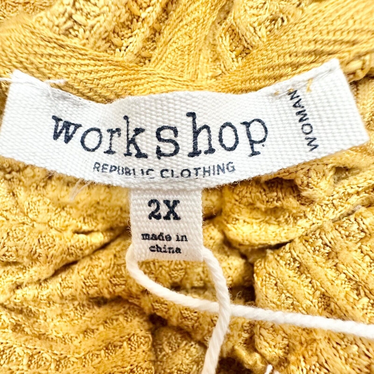Workshop Republic Clothing Thermal Hoodie Women's 2X Mustard Long Sleeve NWT