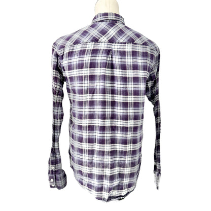 American Eagle Outfitters Boyfriend Shirt Womens S Purple Plaid Button LS