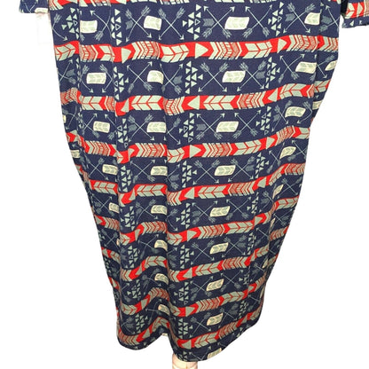 LuLaRoe RETIRED Irma Women's Size Large Blue Teal Red mid-length sleeves NWT
