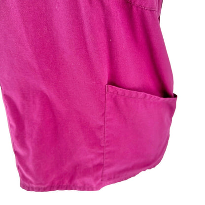 Dickies Women's Scrub Tops M Burgundy SS 5 Pockets V-neck Badge Holder