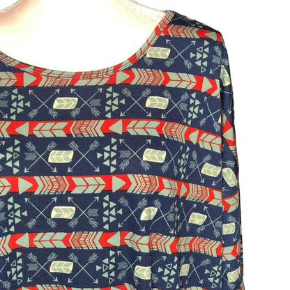 LuLaRoe RETIRED Irma Women's Size Large Blue Teal Red mid-length sleeves NWT