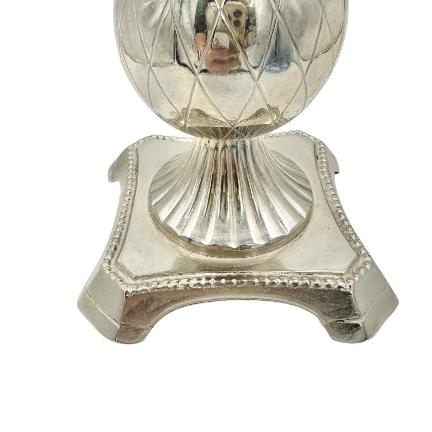 Vintage Silver-Plated Candle Holder With Ornate Design 11 in Tall