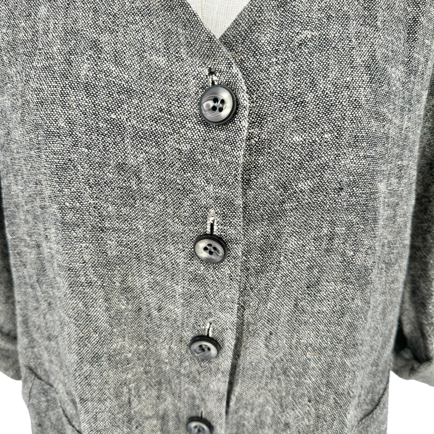 Stijfselkissie Shirt Jacket Womens XS Gray Textured Linen Drape Style Pockets