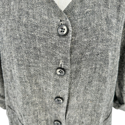 Stijfselkissie Shirt Jacket Womens XS Gray Textured Linen Drape Style Pockets