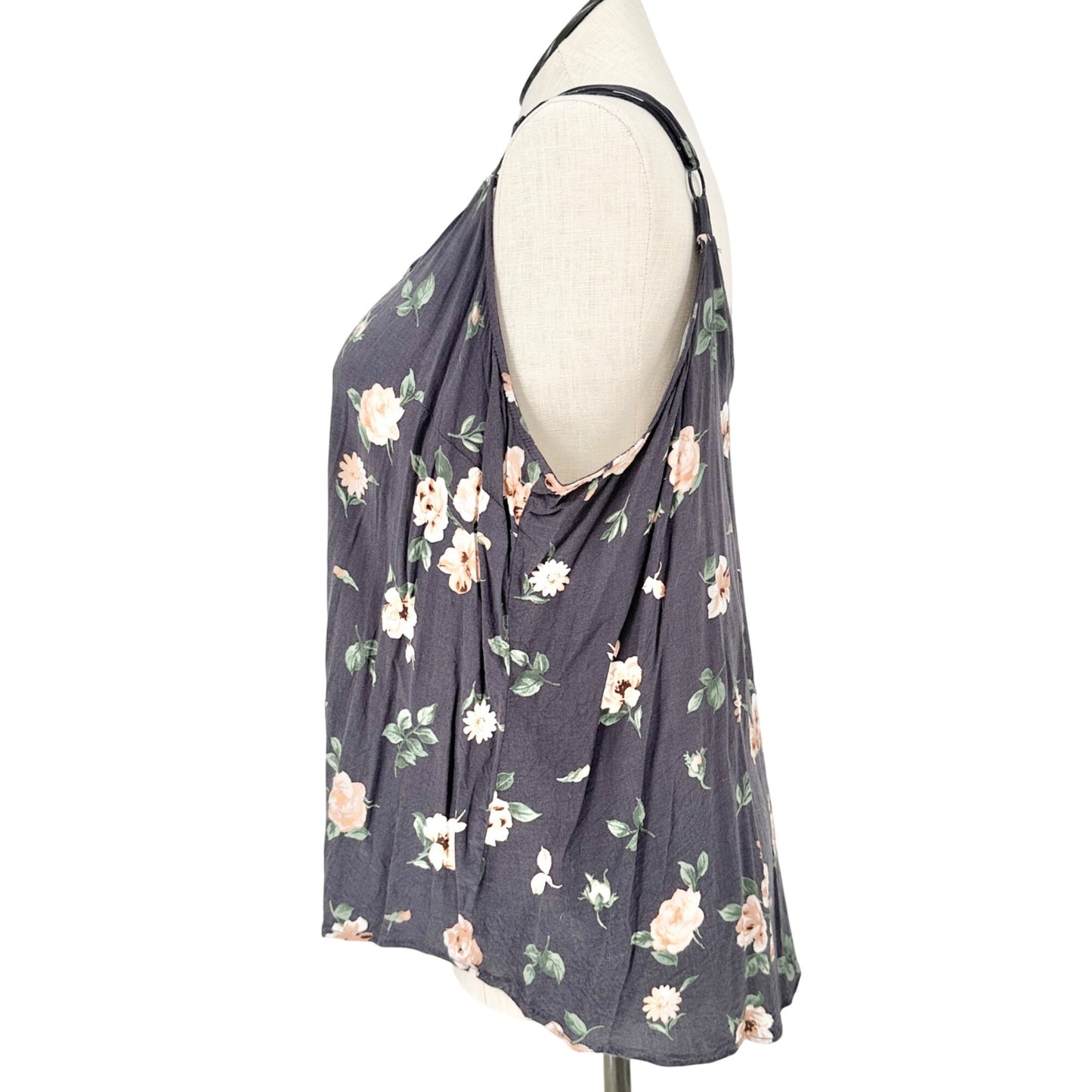 Torrid 2 Sophie Sleeveless Top Womens Dark Gray Floral Adjustable Strap 18-20