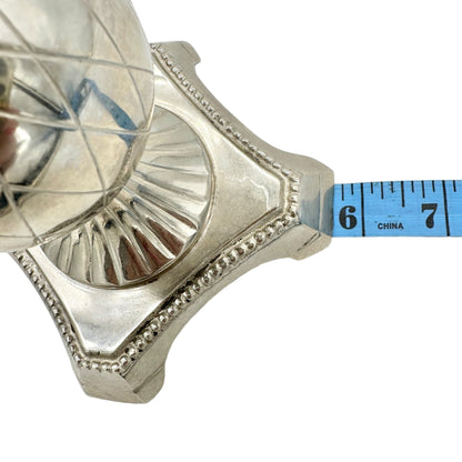 Vintage Silver-Plated Candle Holder With Ornate Design 11 in Tall