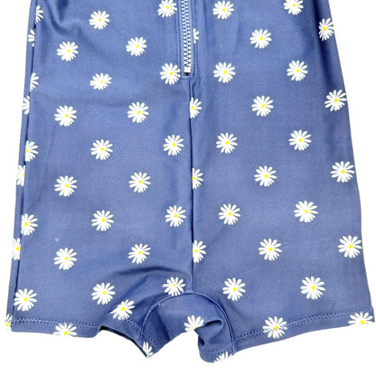Old Navy 4T Swimsuit Navy with Daisy Design Full Coverage 3/4 Zip