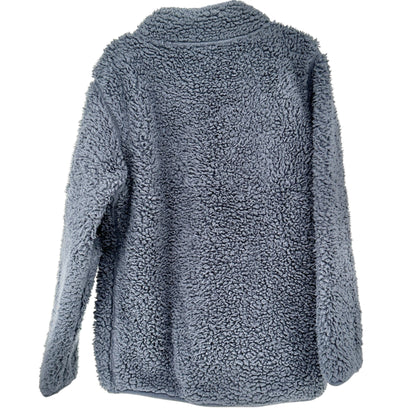 Carters Kid Sherpa Pullover Size 8/8A Gray Yellow Quarter-Zip LS Kangaroo Pocket