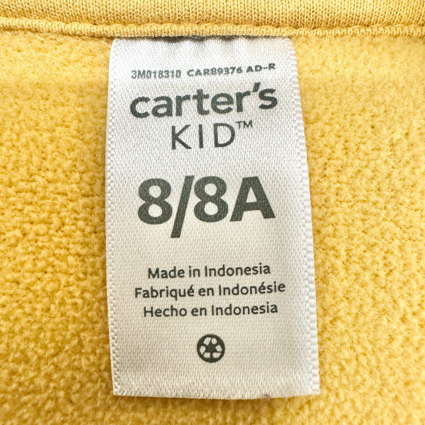 Carters Kid Sherpa Pullover Size 8/8A Gray Yellow Quarter-Zip LS Kangaroo Pocket