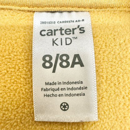 Carters Kid Sherpa Pullover Size 8/8A Gray Yellow Quarter-Zip LS Kangaroo Pocket