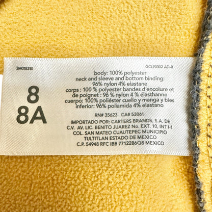 Carters Kid Sherpa Pullover Size 8/8A Gray Yellow Quarter-Zip LS Kangaroo Pocket