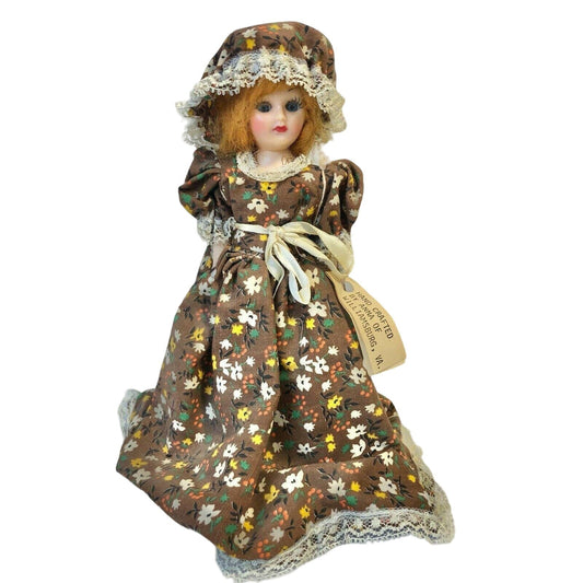 Colonial Dress 8" Doll Hand Crafted Williamsburg VA Matching Dress Mob Cap