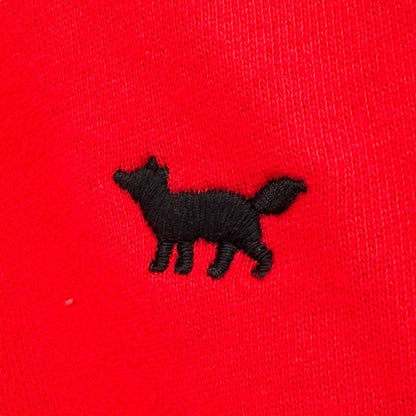 Carters Kid Pullover Sweatshirt Sz 8 Red Half-Zip Sherpa-Lined Collar Black Fox