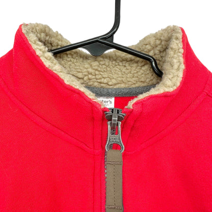 Carters Kid Pullover Sweatshirt Sz 8 Red Half-Zip Sherpa-Lined Collar Black Fox