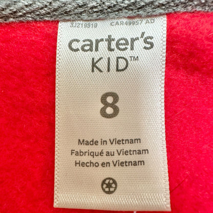 Carters Kid Pullover Sweatshirt Sz 8 Red Half-Zip Sherpa-Lined Collar Black Fox