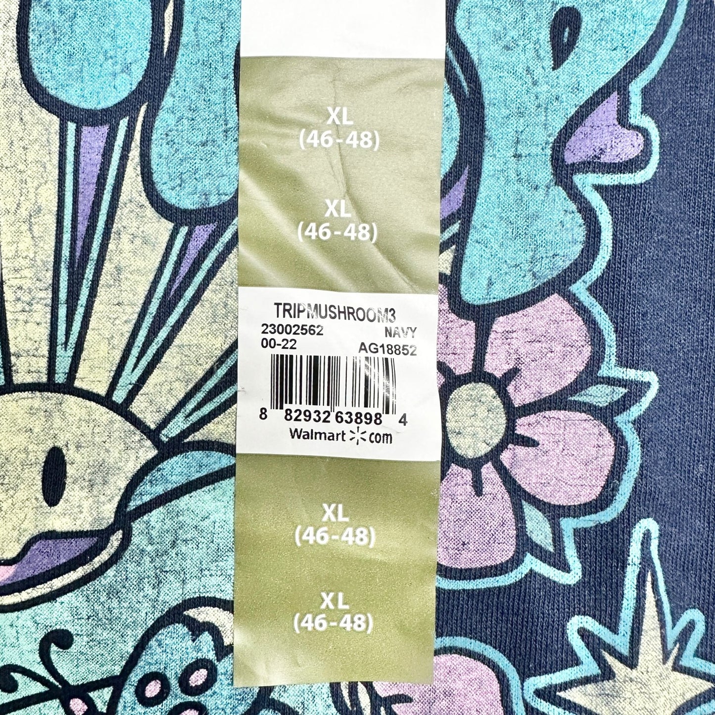 Take A Trip With Nature Graphic T-Shirt Unisex XL 46-48 Navy Mushrooms SS NWT