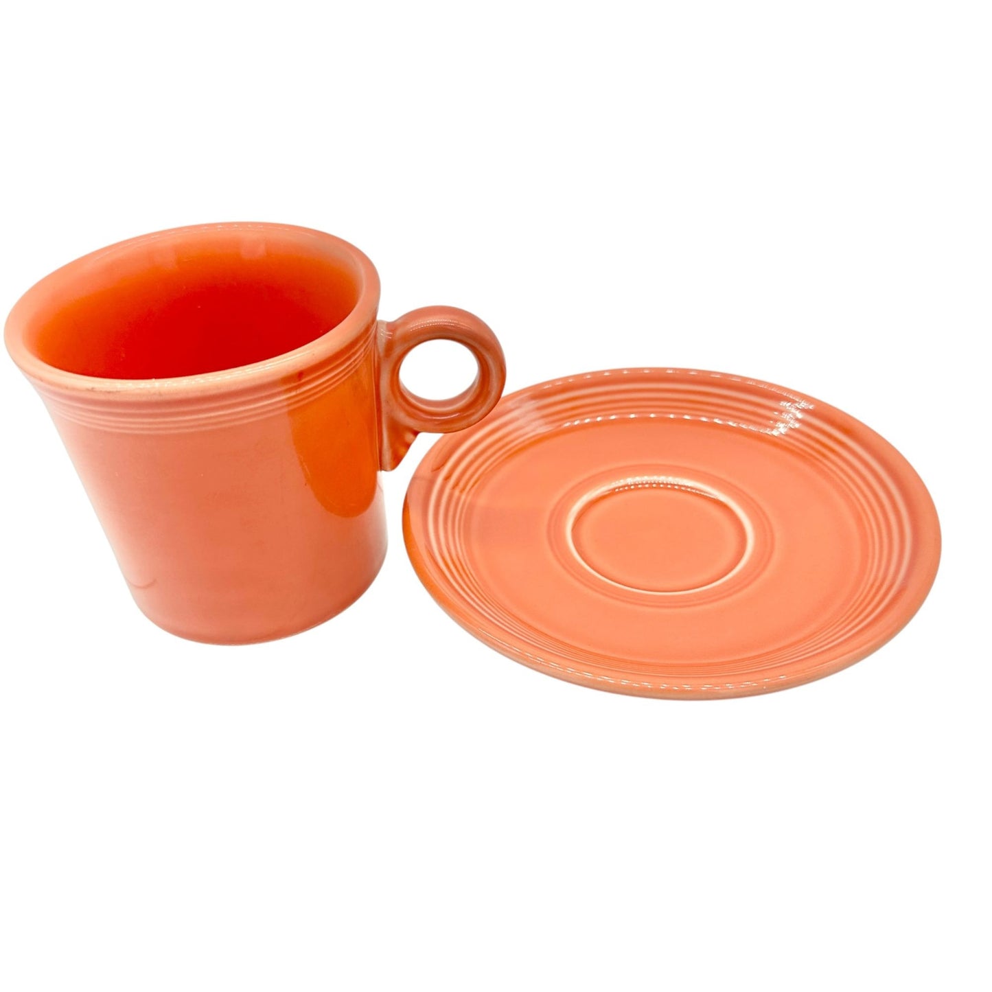 Fiesta Homer Laughlin Coffee Mug & Saucer Set in Orange Lead-Free Ceramic USA