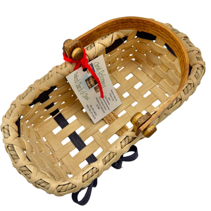 Handmade Basket Cookies for Two with Blue Accent Moveable Wooden Handle Small