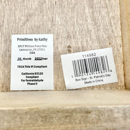 Primitives By Kathy St. Patrick's Day Pair of Wooden Box Signs Decor Hang or Sit