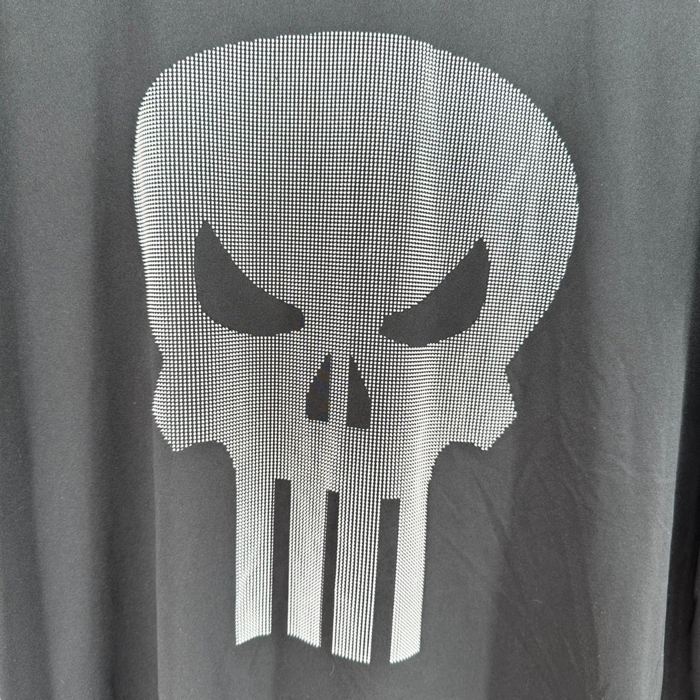 Marvel The Punisher T-Shirt 2XL Black Gray Pin-Look on Graphic Polyester