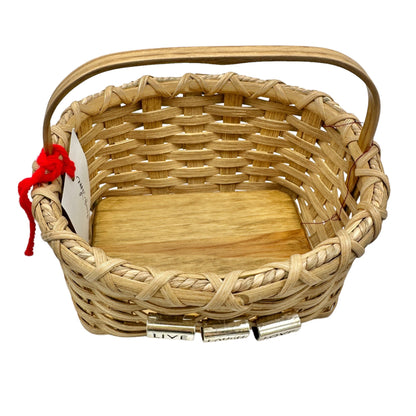 Handmade Basket Live Laugh Love Metal Accents Wood Base and Handle Small Cute